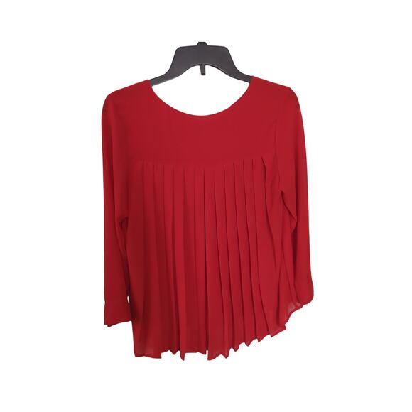 Red Key Hole Blouse with Pleated Back Detail Size S - Picture 3 of 5